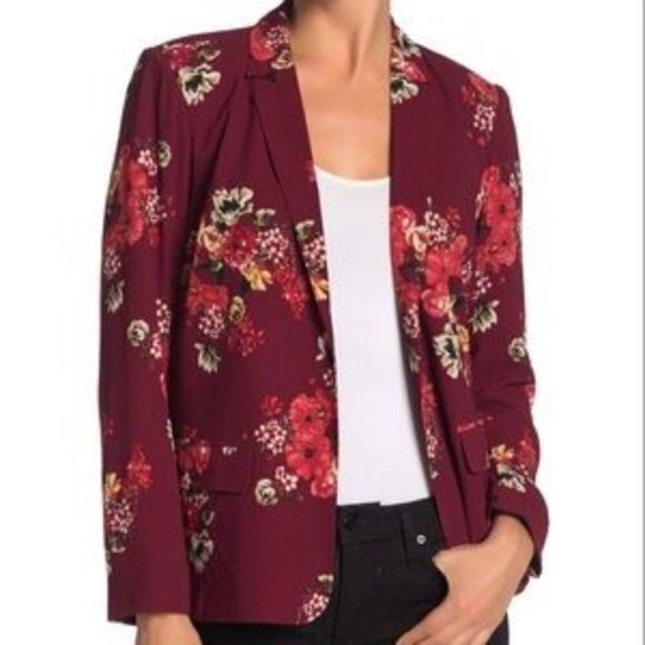 DR2 Floral Lightweight Open Front Blazer Size Petite Small - Picture 1 of 16